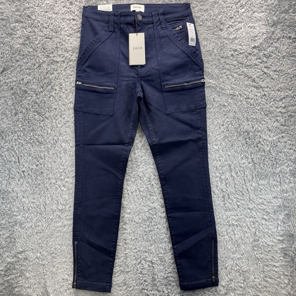 NWT Joie High Rise Park Skinny G Pants Navy Blue Utility Zip MSRP $228 Size 29